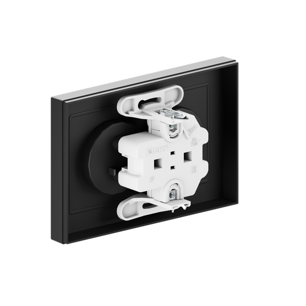  Розетка 2-м СП Эпика 16А без заземл. без защ. шторок с рамкой механизм черн. EKF UP1-SOB-200 фото в каталоге от BTSprom.by