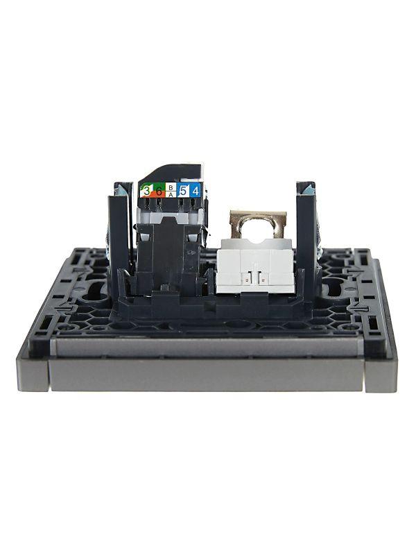  Розетка 2-м RJ11+RJ45 кат.5E FORTE&PIANO FP535 сталь IEK FP-KT20-O-1-K46 фото в каталоге от BTSprom.by