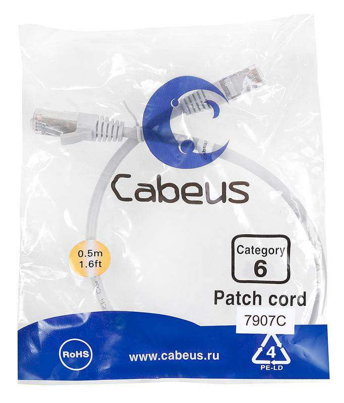 патч-корд f/utp кат.6 pc-ftp-rj45-cat.6-0.5m-lszh 2xrj45/8p8c экранир. lszh 0.5м сер. cabeus 7907c от BTSprom.by