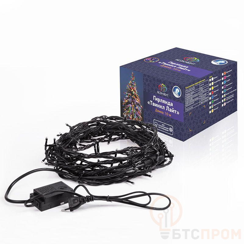 Гирлянда светодиодная "Твинкл Лайт" 10м 100LED желт. 10Вт 220-240В IP65 с контроллером 8 режимов провод ПВХ черн. Neon-Night 303-131 фото в каталоге от BTSprom.by  Гирлянда светодиодная "Твинкл Лайт" 10м 100LED желт. 10Вт 220-240В IP65 с контроллером 8 режимов провод ПВХ черн. Neon-Night 303-131 фото в каталоге от BTSprom.by