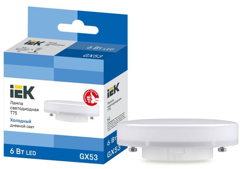 лампа светодиодная t75 таблетка 6вт 230в 6500к gx53 iek lle-t80-6-230-65-gx53 от BTSprom.by