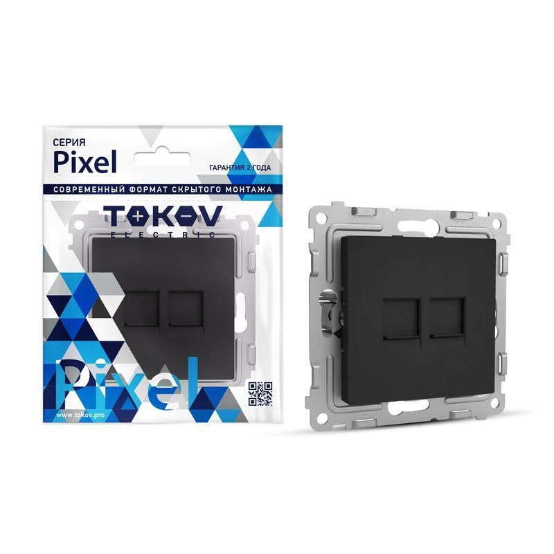 розетка компьютерная 2-м сп pixel rj45 кат.5e механизм карбон tokov electric tke-px-rc2-c14 от BTSprom.by