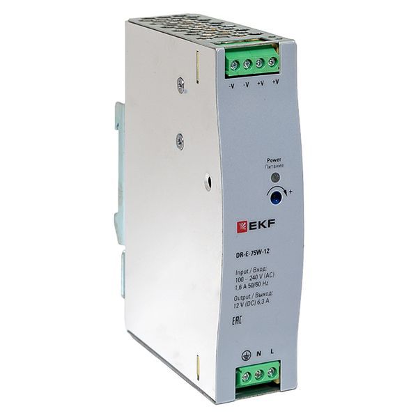 блок питания на din-рейку 75вт uвх ~ 220в ac uвых - 12в dc постоянного тока ekf dr-e-75w-12 от BTSprom.by