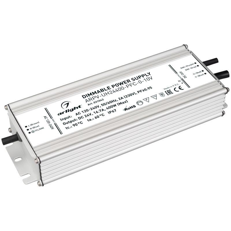 блок питания arpv-uh24400-pfc-0-10v 24в 16.7а 400вт ip67 метал. 7 лет arlight 031043 от BTSprom.by
