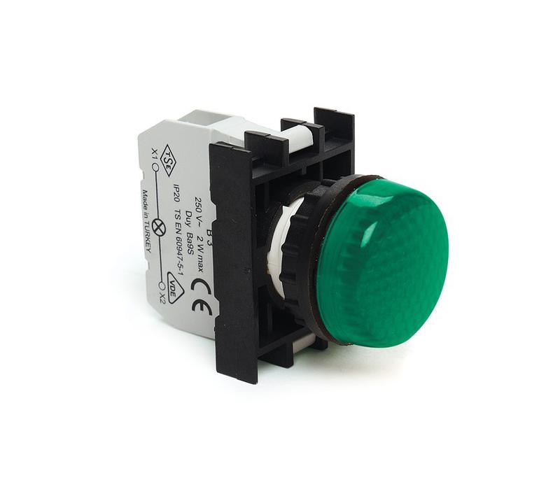 арматура сигнальная со светодиодом 12-30в перем. и пост. тока зел. emas b090xy от BTSprom.by