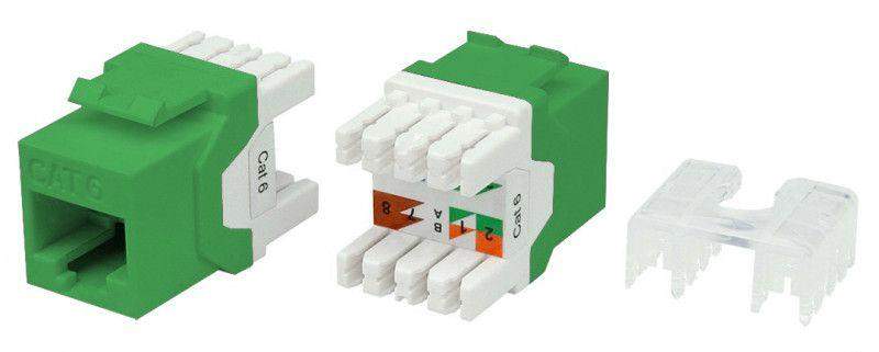 вставка keystone jack rj45 (8p8c) кат.6 180град. kj8-8p8c-c6-180-gn зел. hyperline 432640 от BTSprom.by