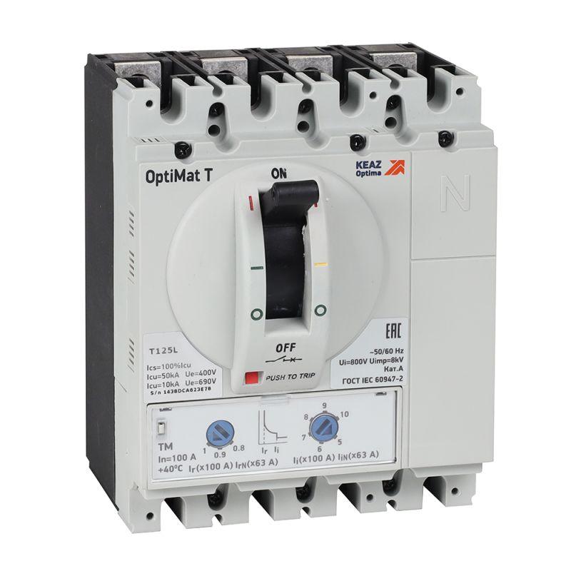 выключатель автоматический optimat t125h tm 100a 4p кэаз 356184 от BTSprom.by