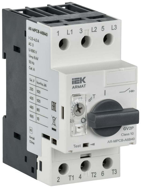 выключатель автоматический защиты двигателя a6 gv2p 2.5-4а armat iek ar-mpcb-a6b40 от BTSprom.by