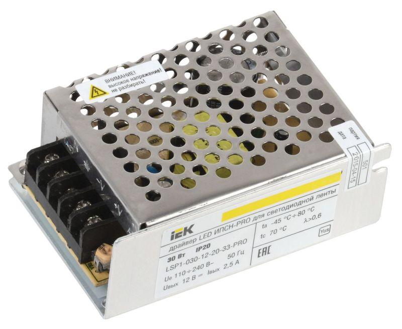драйвер led ипсн-pro 5050 30вт 12в блок-клеммы ip20 iek lsp1-030-12-20-33-pro от BTSprom.by