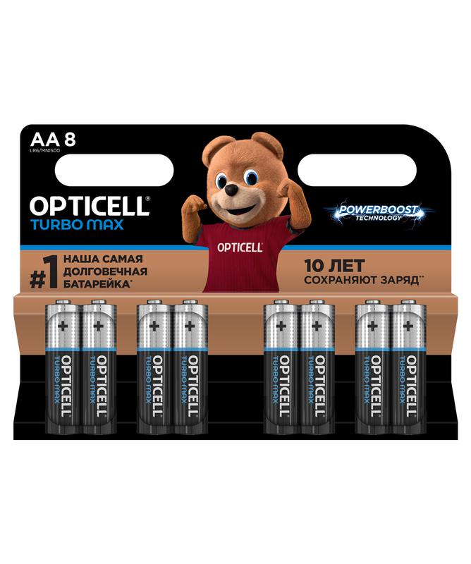 элемент питания алкалиновый aa/lr6 (блист. 8шт) turbo max opticell 6053007 от BTSprom.by