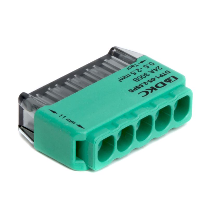  Клеммная колодка на 5 проводника до 2 5кв.мм. на токи до 24А DKC DTP1-05-2.5SPS фото в каталоге от BTSprom.by