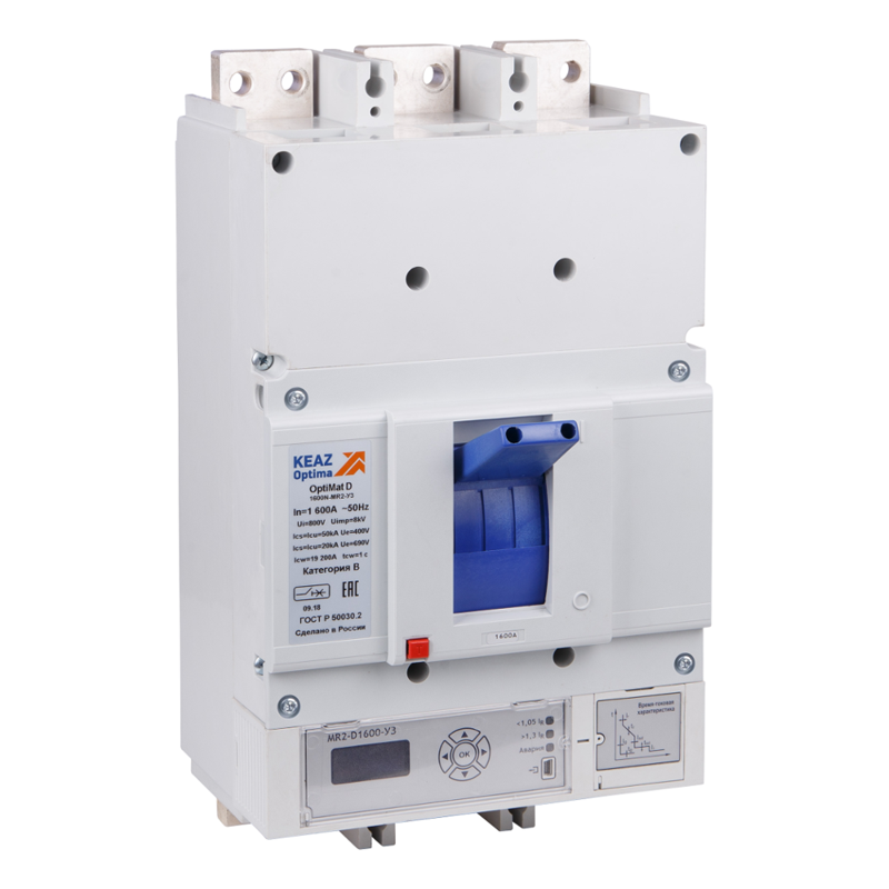  Выключатель автоматический 3п 1250А диапазон уст. 500...1250А 40кА OptiMat D1250H-MR2-ОМ4-РЕГ КЭАЗ 381618 фото в каталоге от BTSprom.by