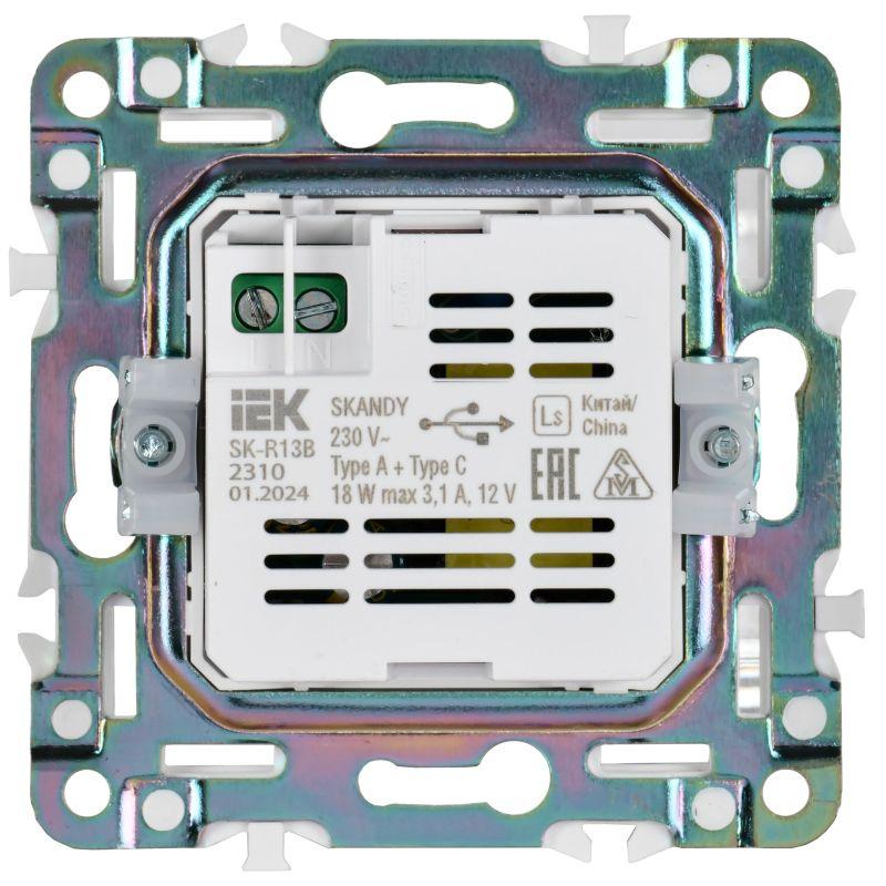  Розетка USB A+C 18Вт SKANDY SK-R13G графит IEK SK-U22-018-K53 фото в каталоге от BTSprom.by