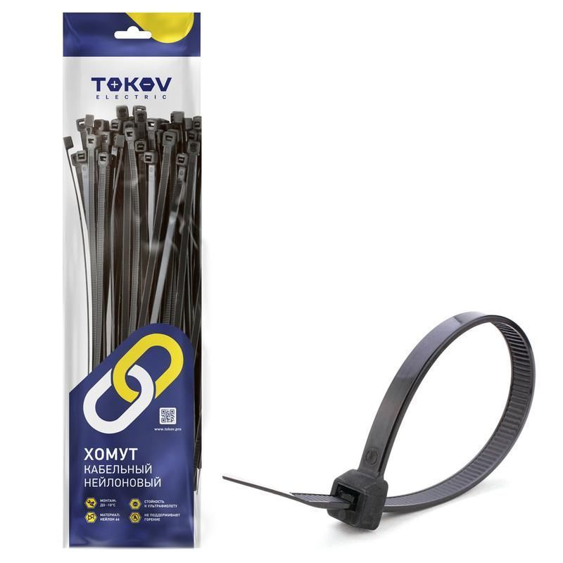 хомут кабельный нейлоновый черн. 4.8х200 (уп.100шт) tokov electric tke-hns-4.8-200-b/100 от BTSprom.by