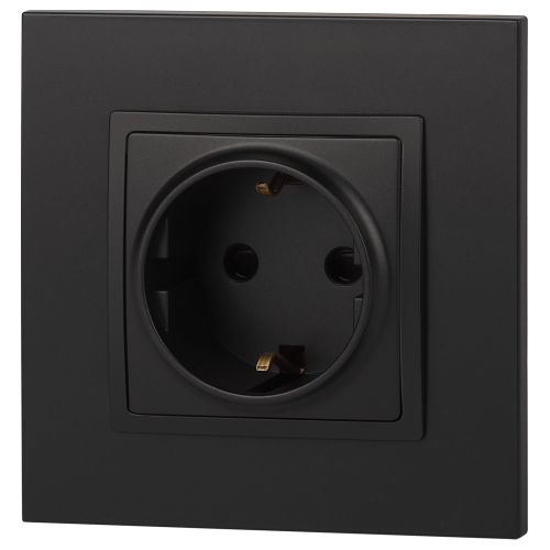 Розетка 1-м СП Эра Elegance 14-2102-05 16А IP20 16AX 250В 2P+E Schuko защ. шторки антрацит Эра Б0034276 фото в каталоге от BTSprom.by
