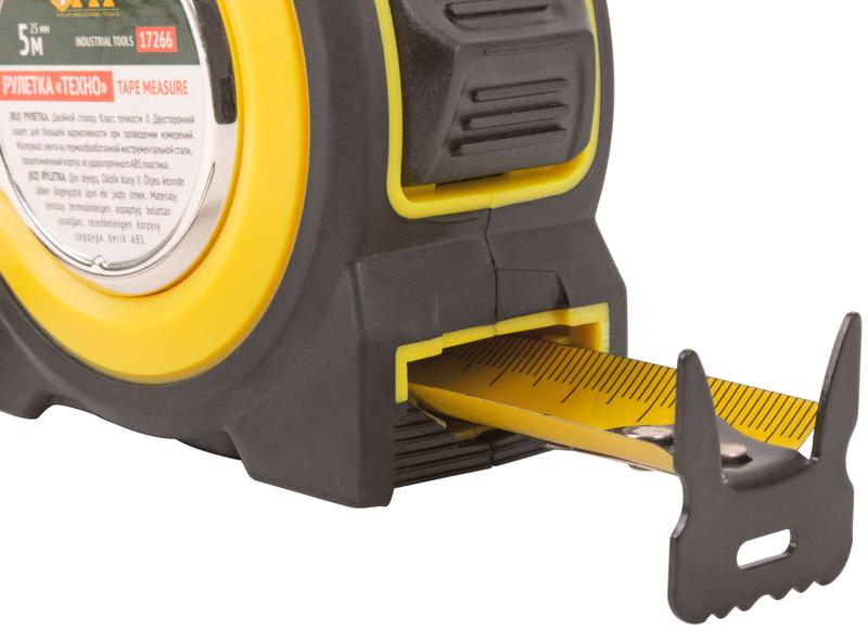  Рулетка Техно 5мх25мм прорезиненный корпус двойн. стопор FIT 17266 фото в каталоге от BTSprom.by