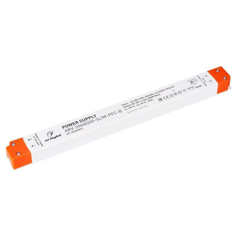 блок питания arv-sn48200-slim-pfc-b 48в 4.16а 200вт ip20 пластик arlight 029265(1) от BTSprom.by