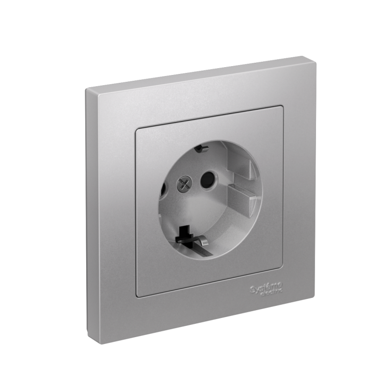 розетка atlasdesign 16а с заземл. защ. шторки быстрозажим. клем. в сборе алюм. se atn000344s от BTSprom.by