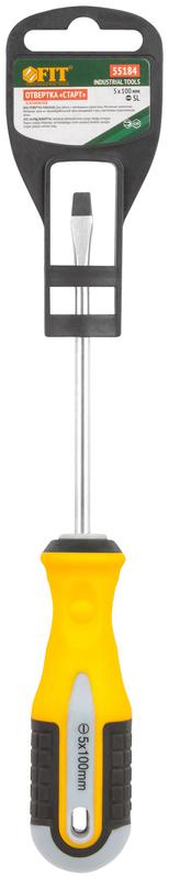  Отвертка "Старт" CrV сталь прорезиненная ручка 5х100мм SL FIT 55184 фото в каталоге от BTSprom.by