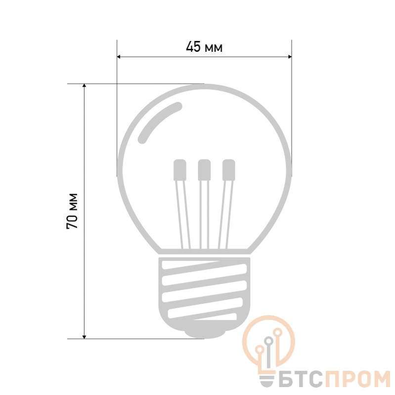  Лампа светодиодная 1Вт шар d45 6LED прозрачная красн. E27 эффект лампы накаливания Neon-Night 405-122 фото в каталоге от BTSprom.by