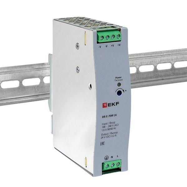  Блок питания на дин рейку 75Вт Uвх 220В AC Uвых 24В DC постоянного тока EKF DR-E-75W-24 фото в каталоге от BTSprom.by