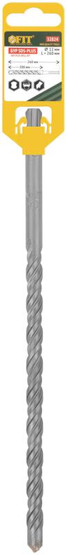  Бур по бетону SDS PLUS профи W-образная вставка двойная спираль 12х260мм FIT 32824 фото в каталоге от BTSprom.by