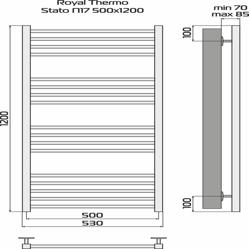  Полотенцесушитель Stato black П17 500х1200 Royal Thermo НС-1433977 фото в каталоге от BTSprom.by