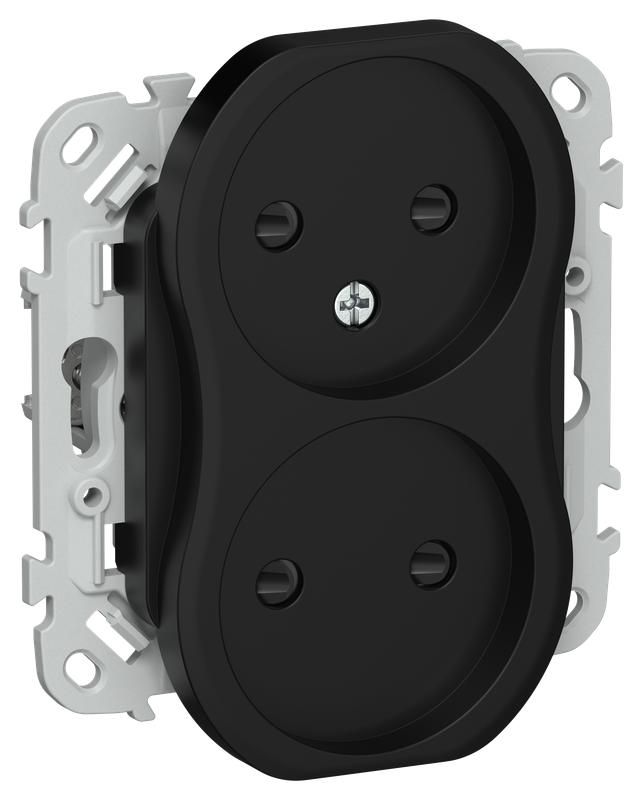 розетка 2-м сп flite рсш02-0-флч 10а без заземл. с защ. шторками механизм черн. iek fi-r23-10-k02 от BTSprom.by