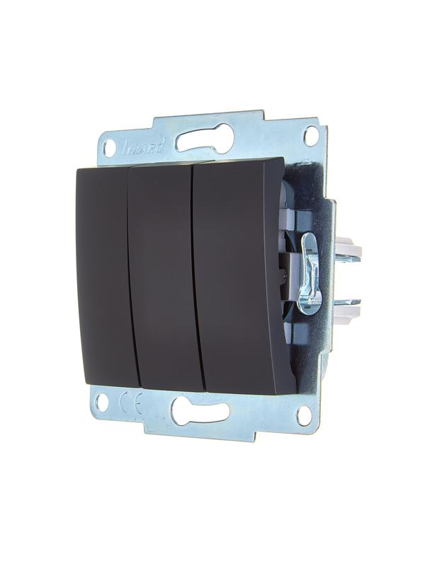  Выключатель 3-кл. 1п СП ASTI 10А IP20 механизм черн. бархат LEZARD 7081-4288-109 фото в каталоге от BTSprom.by