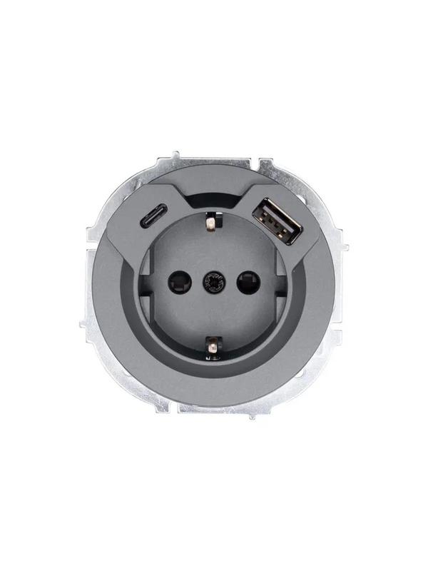 розетка 1-м сп osen с заземл. tc + usb разъем механизм сер. матов. lezard 743-7488-181tc от BTSprom.by