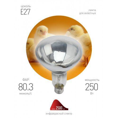 излучатель тепловой (лампа инфракрасная) икз 220-250 r127 250вт e27 для обогрева животных и освещения эра б0055440 от BTSprom.by