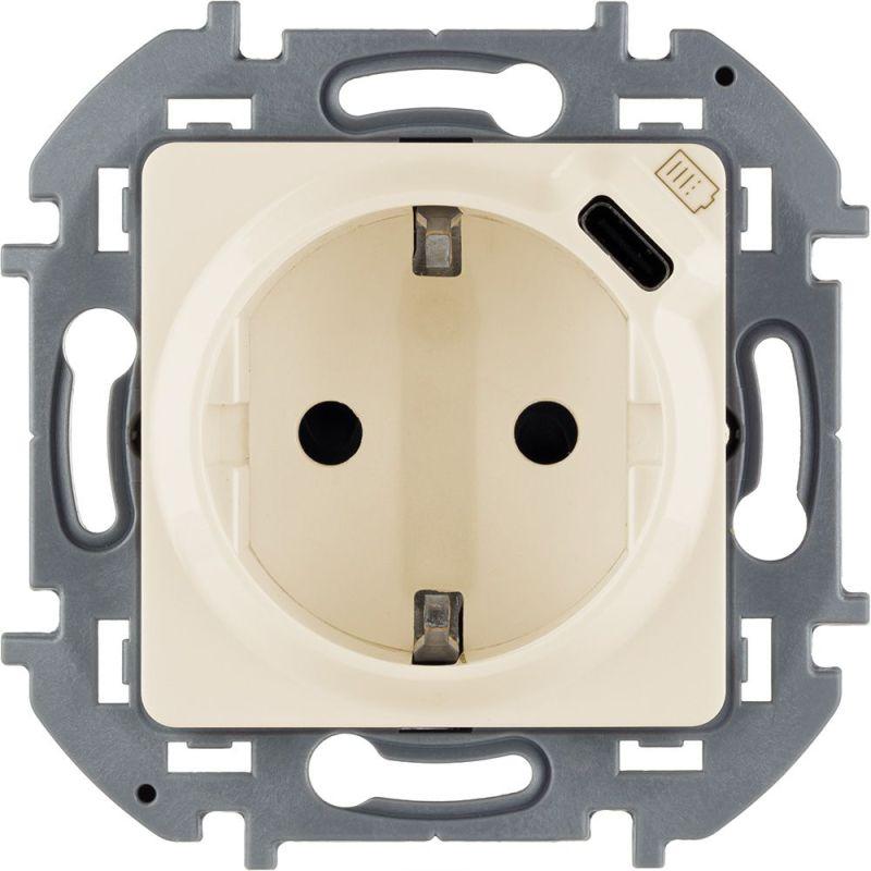 розетка 1-м сп inspiria 16а ip20 250в 2p+e немецк. стандарт с заряд. устройством usb тип c 1.5а 5в механизм сл. кость iek 673771 от BTSprom.by