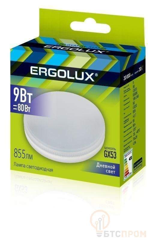 лампа светодиодная led-gx53-9w-gx53-6k 9вт gx53 6500к 180-240в ergolux 14309 от BTSprom.by