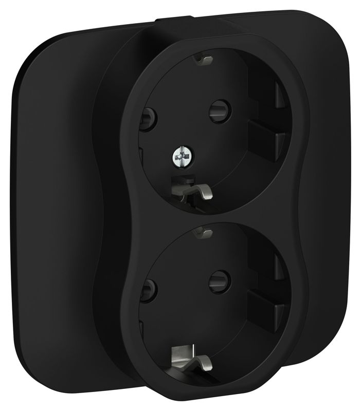 розетка 2-м сп flite рсш12-0-а-флч 16а с заземл. с защ. шторками в сборе механизм черн. iek fi-r24a-16-k02 от BTSprom.by