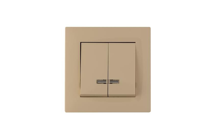 выключатель 2-клав. с подсветкой karea rizz крем makel 88010023 от BTSprom.by