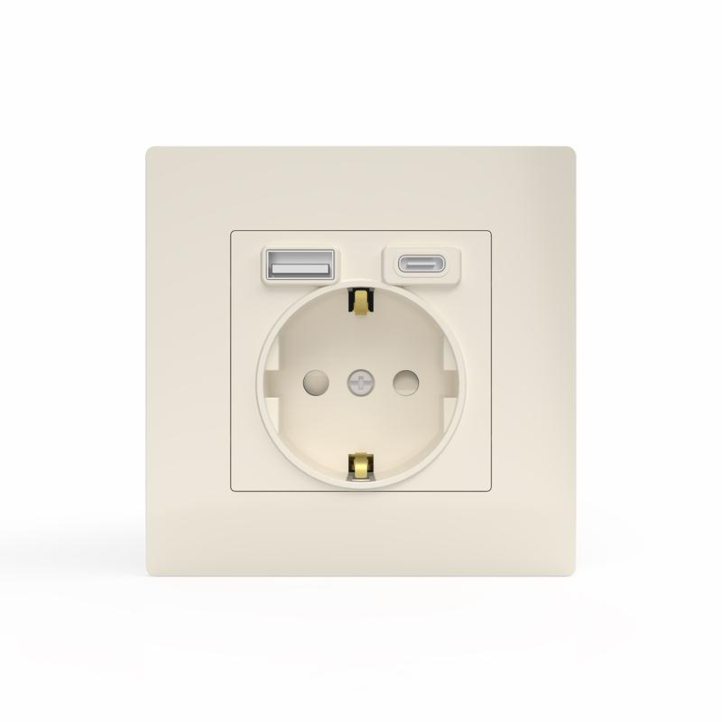  Розетка 1-м СП Pixel IP20 с заземл. с 2-мя заряд. устр. USB тип A+C механизм беж. TOKOV ELECTRIC TKE-PX-R1U2AC-C02 фото в каталоге от BTSprom.by