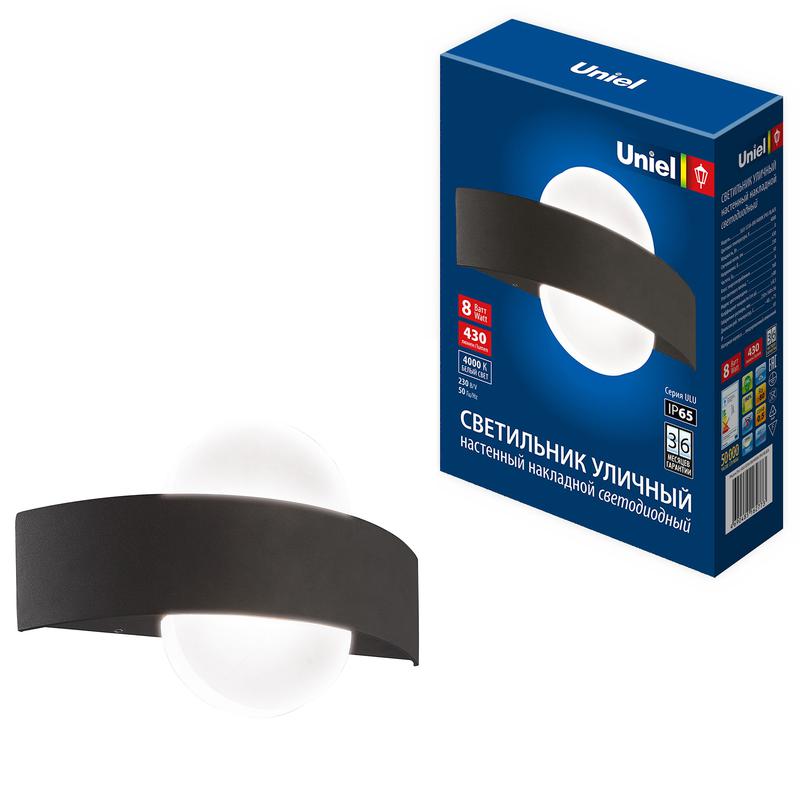 светильник светодиодный ulu-s33a-8вт/4000к ip65 black уличный архитектурный накладной корпус черн. uniel ul-00009349 от BTSprom.by