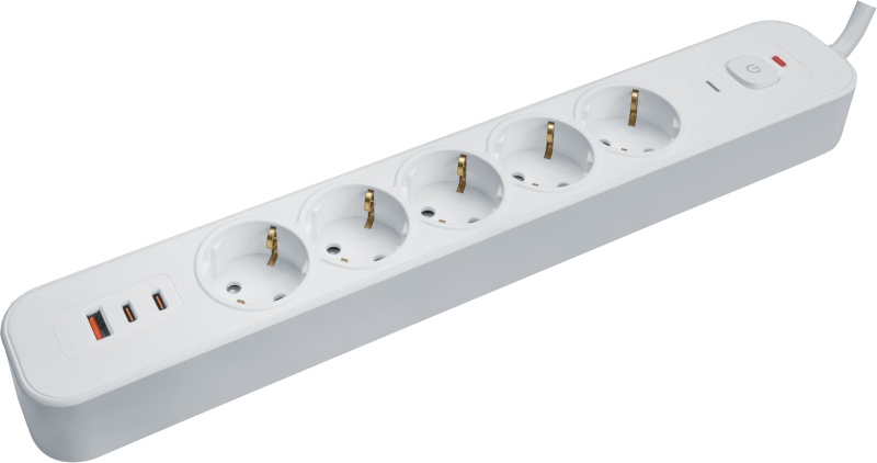 фильтр сетевой 5х3м с заземл. 16а ip20 95 682 nsp-usb-05-300-esc-3x1-pd20w + usb type-a + 2хusb type-c с выкл. бел. navigator 95682 от BTSprom.by