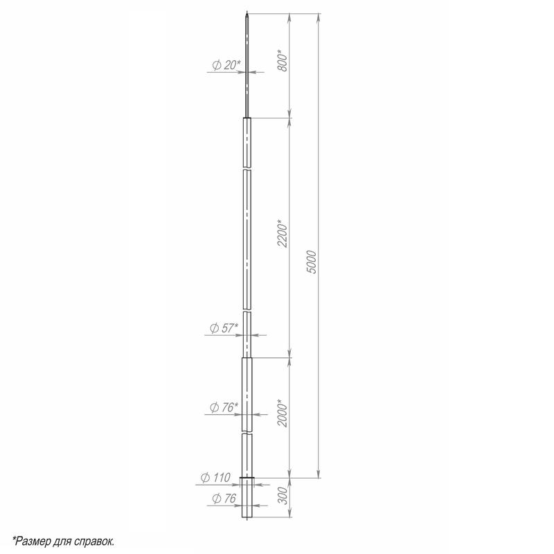 молниеотвод 5м-к110/76 оцинк. пересвет 00-003411 от BTSprom.by