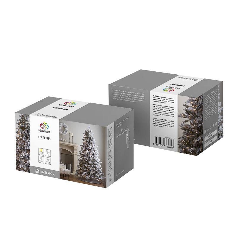  Гирлянда светодиодная "Твинкл Лайт" 20м 160LED тепл. бел. 10Вт 220-240В IP20 с контроллером 8 режимов провод ПВХ темн. зел. Neon-Night 303-116 фото в каталоге от BTSprom.by