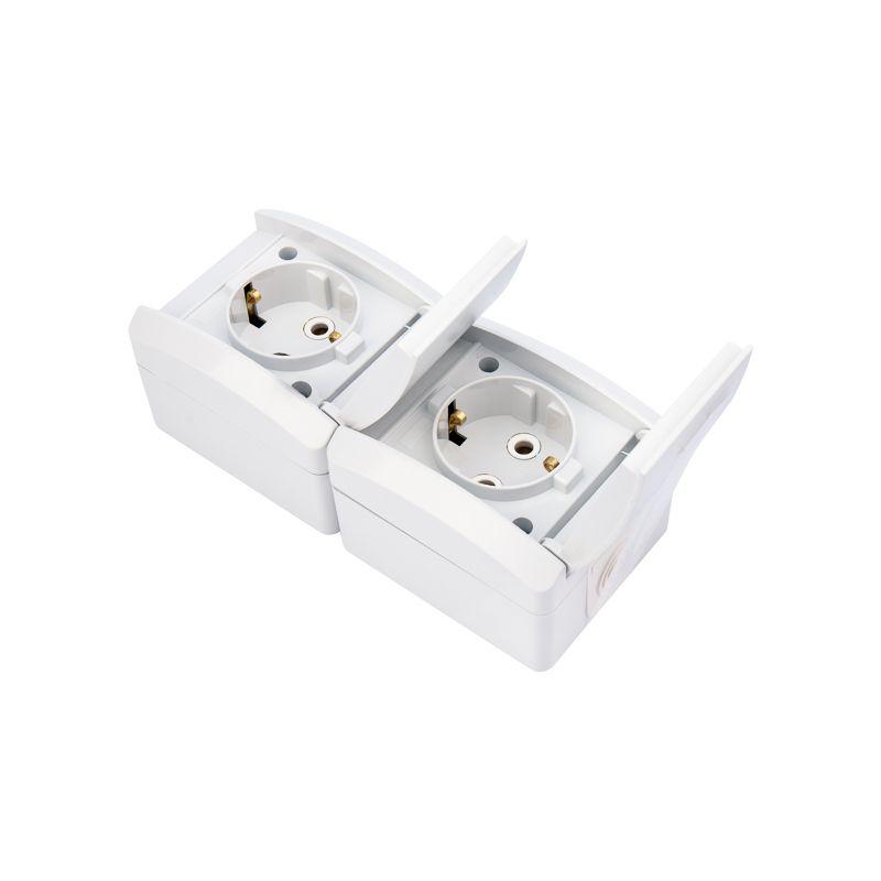  Блок розеток 2-м ОП INDUSTRIAL IP54 вертик. с заземл. бел. Kranz KR-78-0802 фото в каталоге от BTSprom.by