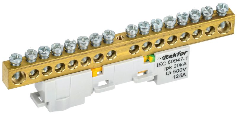 шина pe "земля" неизол. на универс. держ. 8х12-16-ж tekfor iek tf-nn20-16-dl-k05 от BTSprom.by
