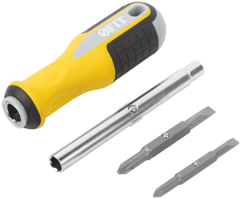  Отвертка с переставным жалом "Старт" CrV сталь 6-в-1 стержень 115мм прорезиненная ручка FIT 56223 фото в каталоге от BTSprom.by