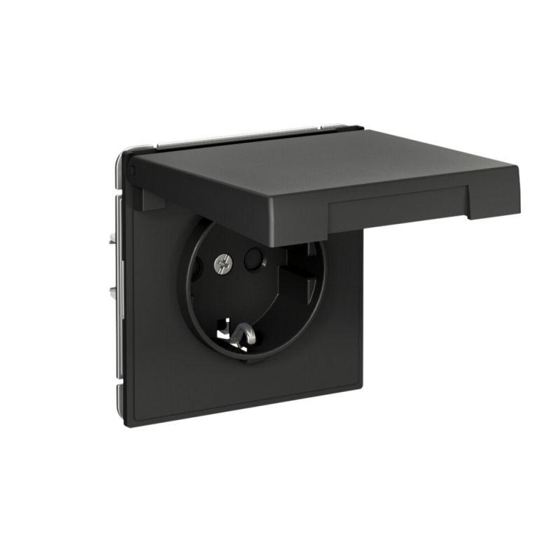  Розетка ArtGallery 16А IP20 с заземл. со шторками с крышкой быстрозажим. клем. механизм базальт SE GAL001446S фото в каталоге от BTSprom.by