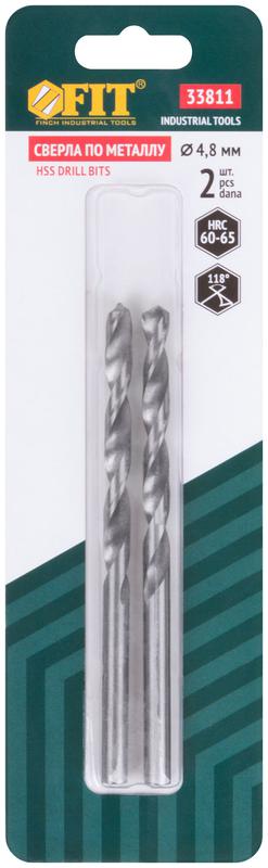  Сверло по металлу HSS полированные в блистере 4.8мм (уп.2шт) FIT 33811 фото в каталоге от BTSprom.by