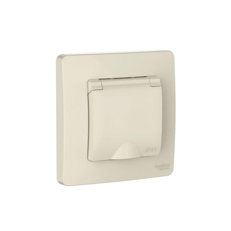 розетка 1-м сп blanca 16а ip44 250в с заземл. защ. шторки с крышкой молочн. se blnrs441112 от BTSprom.by