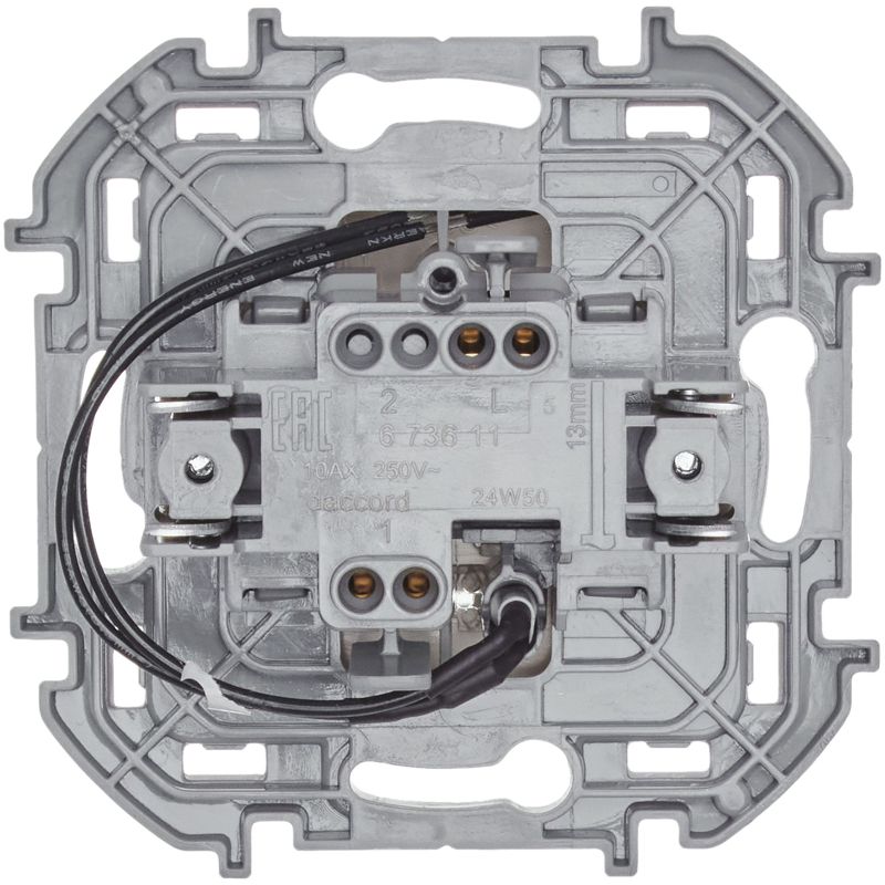  Выключатель 1-кл. Inspiria 10А IP20 250В 10AX с подсветкой/индикацией механизм сл. кость IEK 673611 фото в каталоге от BTSprom.by