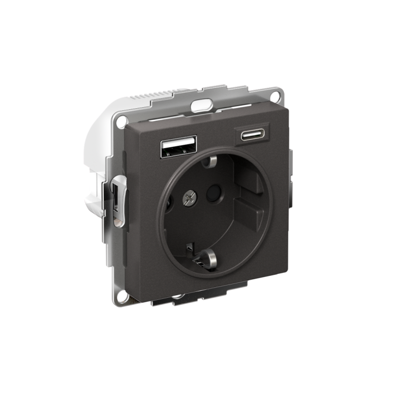 розетка atlasdesign 16а с 2-мя заряд. устройствами usb тип a+c 5в/2.4а/3.0а 2х5в/1.5а механизм базальт se atn001432 от BTSprom.by