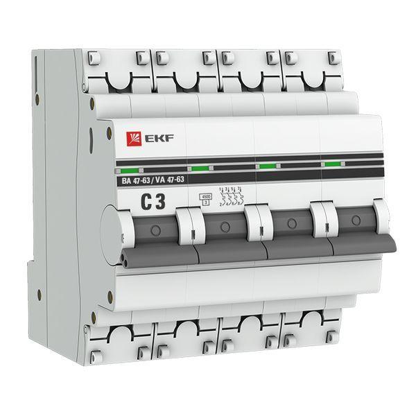 выключатель автоматический модульный 4п c 3а 4.5ка ва 47-63 proxima ekf mcb4763-4-03c-pro от BTSprom.by