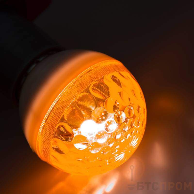  Лампа строб E27, диаметр 50, оранжевая, (10млн вспышек) фото в каталоге от BTSprom.by
